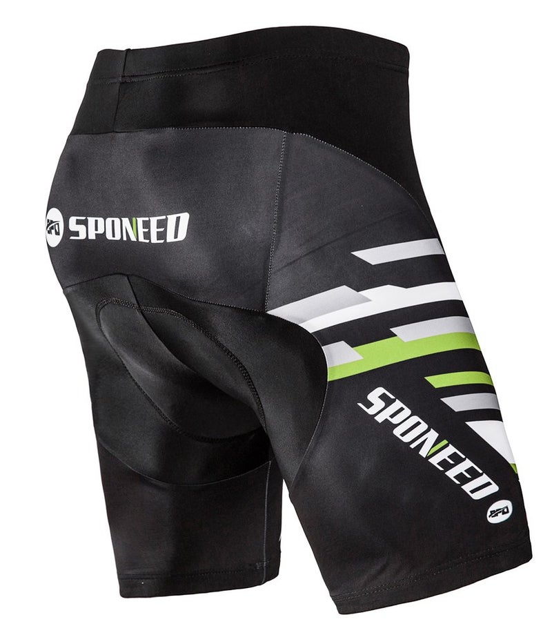 sponeed Men's Cycling Jersey Back Pockets Padded Cycle Shorts Suits Biking Pants US L Green Black - Image 5